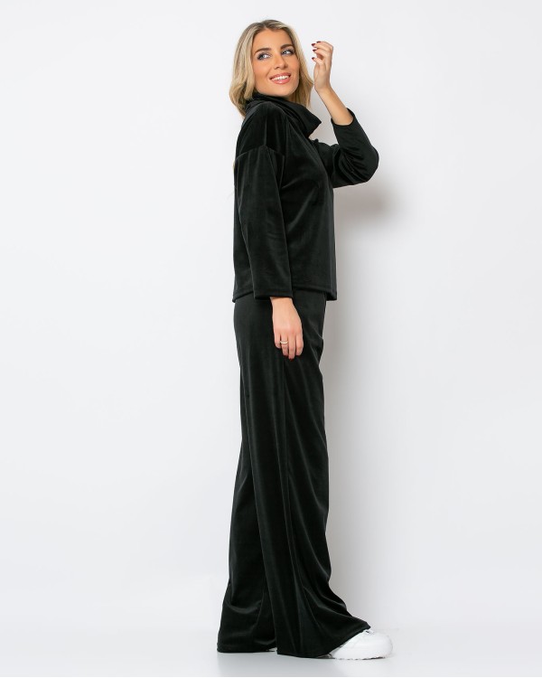 Σετ βελουτέ ζιβάγκο - παντελόνα μαύρο