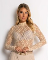 Κορμάκι δαντελένιο με ζιβάγκο μπεζ