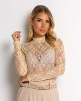 Κορμάκι δαντελένιο με ζιβάγκο μπεζ