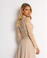 Κορμάκι δαντελένιο με ζιβάγκο μπεζ