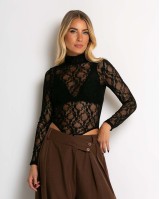 Κορμάκι δαντελένιο με ζιβάγκο μαύρο