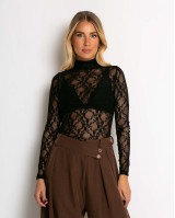 Κορμάκι δαντελένιο με ζιβάγκο μαύρο