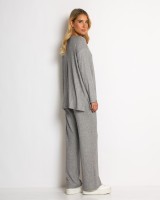 Σετ ριπ με lurex λεπτομέρειες μπλούζα & παντελόνι γκρι