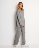Σετ ριπ με lurex λεπτομέρειες μπλούζα & παντελόνι γκρι