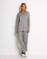 Σετ ριπ με lurex λεπτομέρειες μπλούζα & παντελόνι γκρι