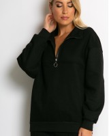 Σετ φούτερ μπλούζα με φερμουάρ & παντελόνι μαύρο