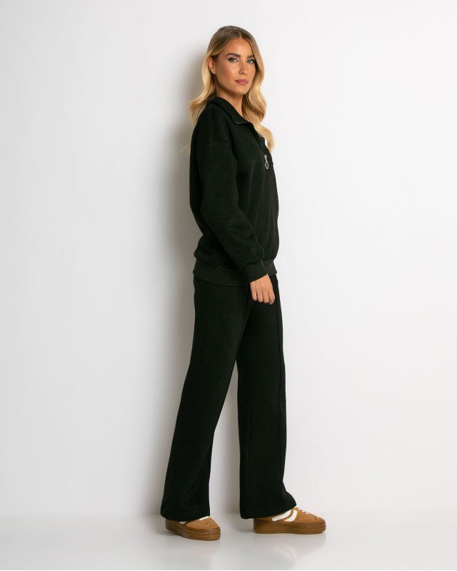 Σετ φούτερ μπλούζα με φερμουάρ & παντελόνι μαύρο