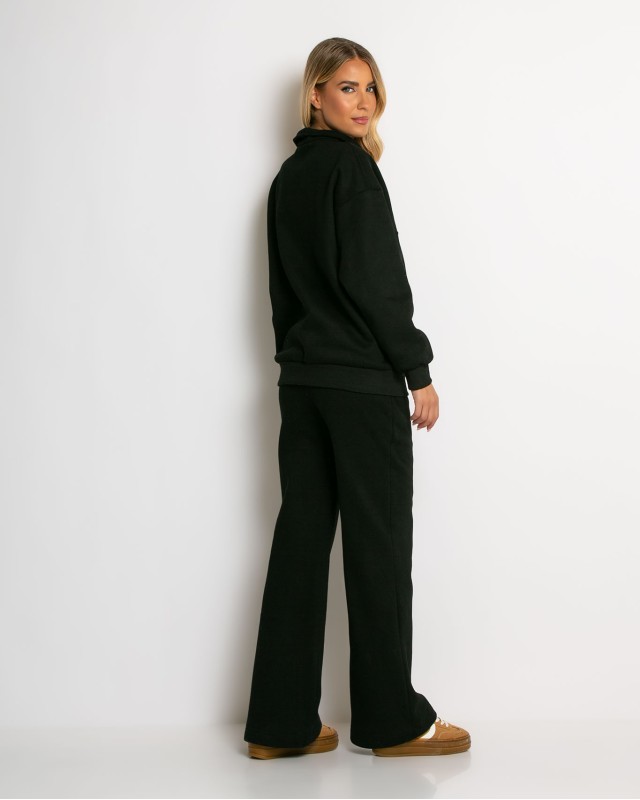 Σετ φούτερ μπλούζα με φερμουάρ & παντελόνι μαύρο