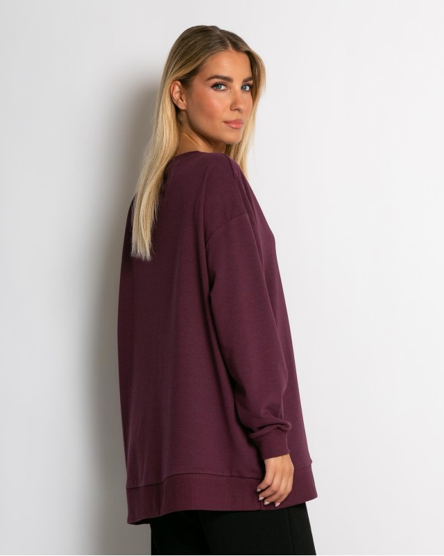 Φούτερ oversized δαμασκηνί