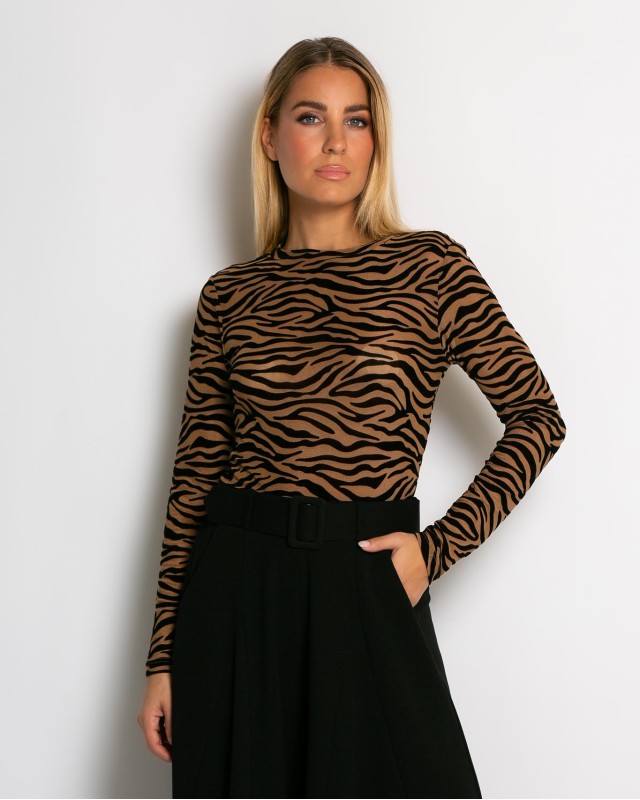 Κορμάκι zebra print καφέ