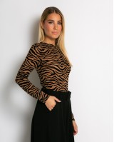 Κορμάκι zebra print καφέ