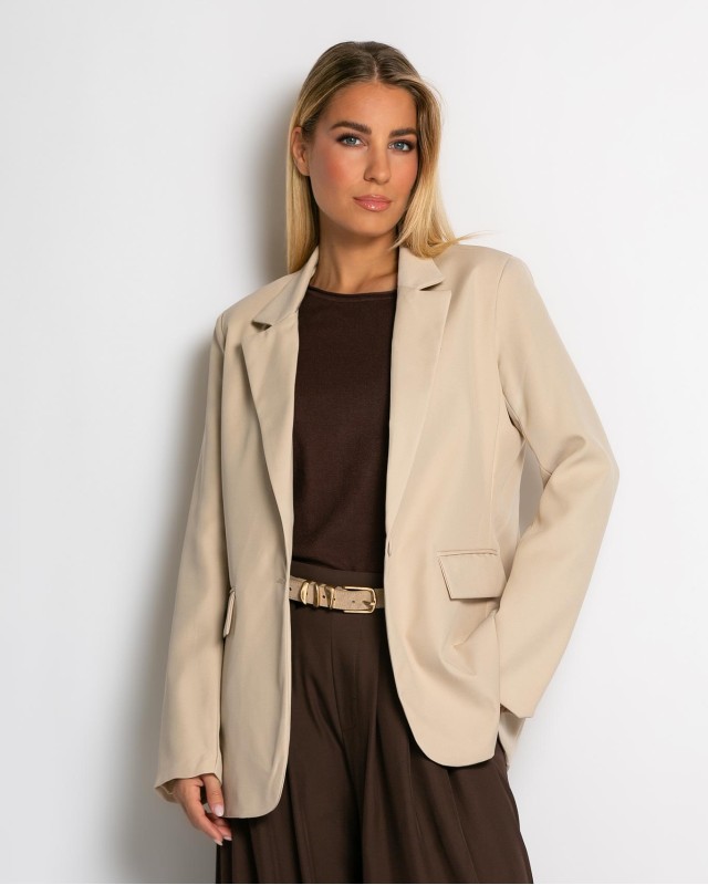 Σακάκι μεσάτο με βάτες μπεζ