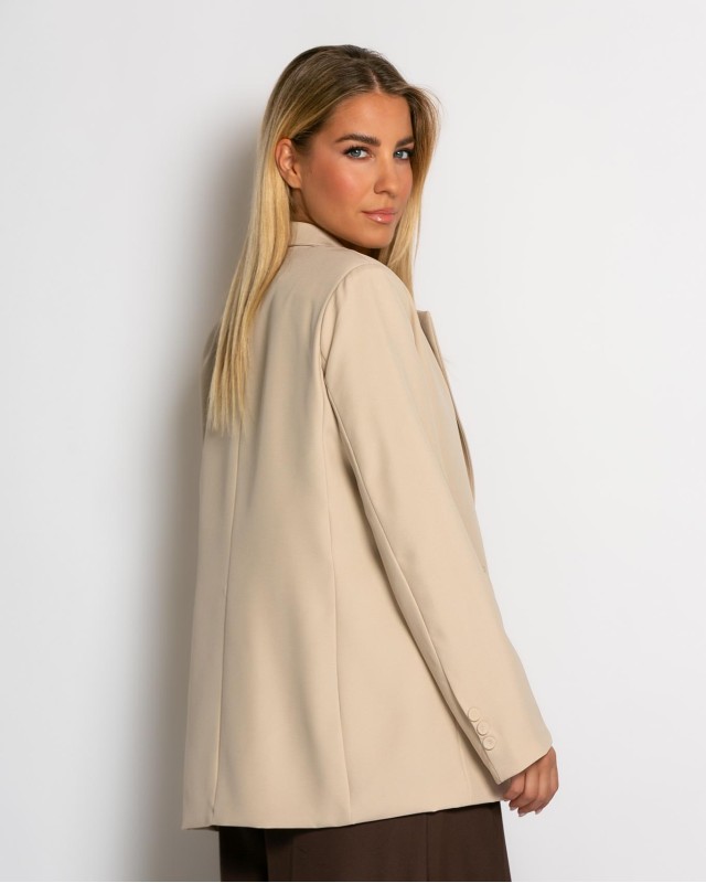 Σακάκι μεσάτο με βάτες μπεζ