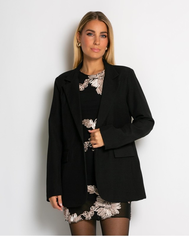 Σακάκι μεσάτο με βάτες μαύρο