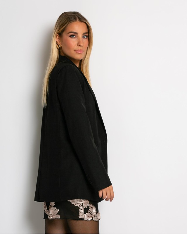 Σακάκι μεσάτο με βάτες μαύρο