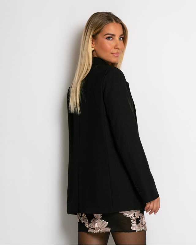 Σακάκι μεσάτο με βάτες μαύρο