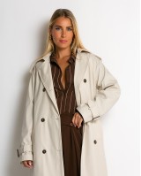 Καμπαρντίνα με ζώνη και κουμπιά μπεζ