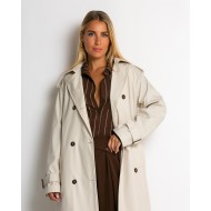 Καμπαρντίνα με ζώνη και κουμπιά μπεζ