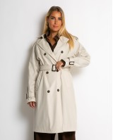 Καμπαρντίνα με ζώνη και κουμπιά μπεζ