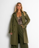 Καμπαρντίνα με ζώνη και κουμπιά χακί