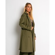 Καμπαρντίνα με ζώνη και κουμπιά χακί