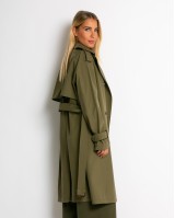 Καμπαρντίνα με ζώνη και κουμπιά χακί