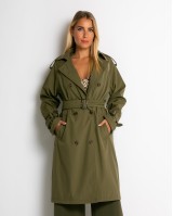 Καμπαρντίνα με ζώνη και κουμπιά χακί