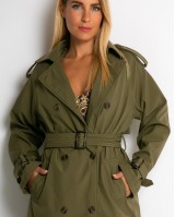 Καμπαρντίνα με ζώνη και κουμπιά χακί