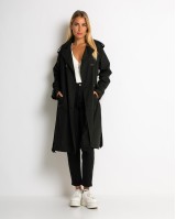 Καμπαρντίνα με ζώνη και κουμπιά μαύρο