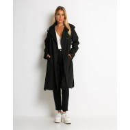 Καμπαρντίνα με ζώνη και κουμπιά μαύρο