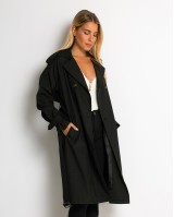 Καμπαρντίνα με ζώνη και κουμπιά μαύρο