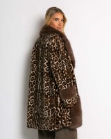 Γούνα μακριά με animal print καφέ