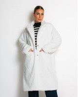 Γούνα μακρυά με τσέπες λευκ΄ο