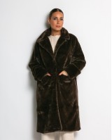 Γούνα μακρυά με τσέπες καφέ