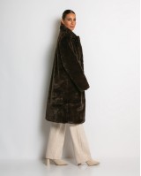 Γούνα μακρυά με τσέπες καφέ