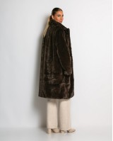 Γούνα μακρυά με τσέπες καφέ