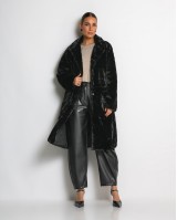 Γούνα μακρυά με τσέπες μαύρο