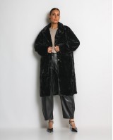 Γούνα μακρυά με τσέπες μαύρο
