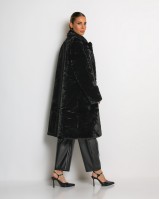 Γούνα μακρυά με τσέπες μαύρο