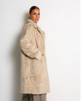 Γούνα μακρυά με τσέπες μπεζ