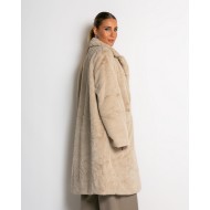 Γούνα μακρυά με τσέπες μπεζ