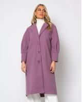 Παλτό με πιέτες στο μανίκι λιλά