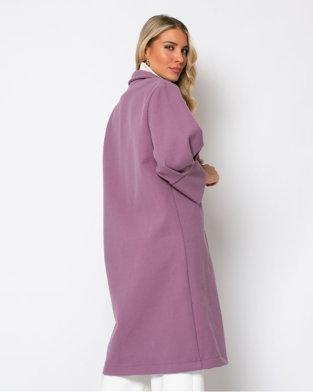 Παλτό με πιέτες στο μανίκι λιλά