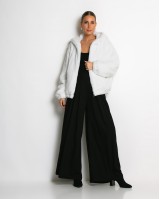 Γούνα με φερμουάρ και κουκούλα λευκό