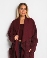 Παλτό με υφή mohair μπορντώ