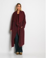 Παλτό με υφή mohair μπορντώ