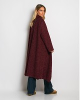 Παλτό με υφή mohair μπορντώ