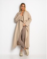 Παλτό με υφή mohair μπεζ