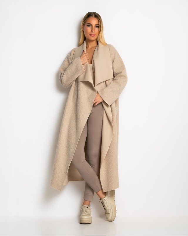 Παλτό με υφή mohair μπεζ