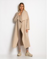 Παλτό με υφή mohair μπεζ